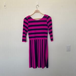 Lilly Pulitzer Evelyn Mambo Pink Navy Striped Polka Dot Dress‎ Women's Medium